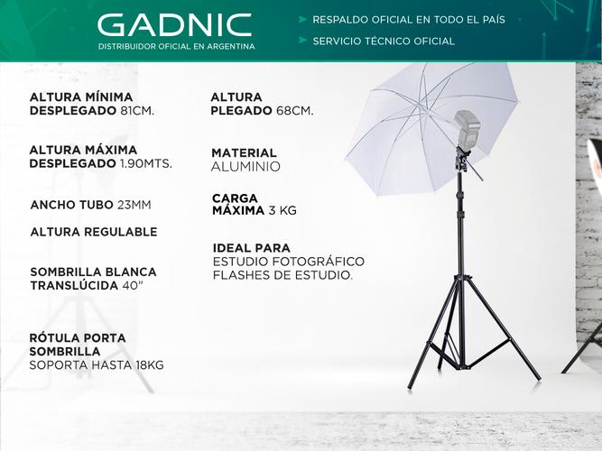 Tripode Gadnic Estudio 2 mts + Sombrilla 40