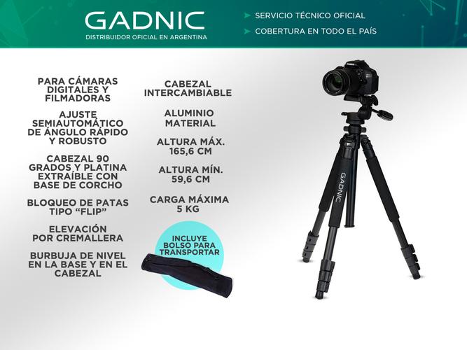 Tripode Gadnic Profesional Camara Nikon Canon Reflex + Cabezal  - 1