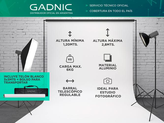 Soporte Porta Fondo Gadnic Profesional con Infinito Blanco - 1