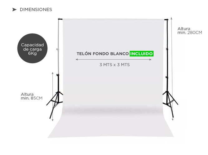 Soporte Porta Fondo Gadnic Profesional con Infinito Blanco - 4