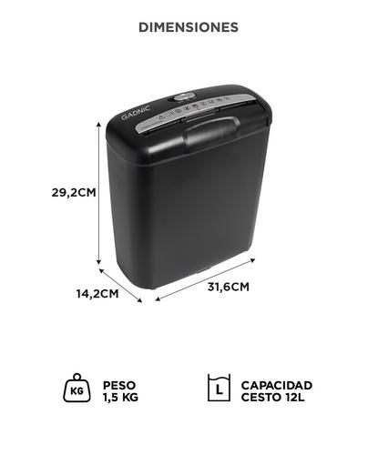 Trituradora de Papel Gadnic 6 hojas P2 Capacidad 12 Litros  - 4