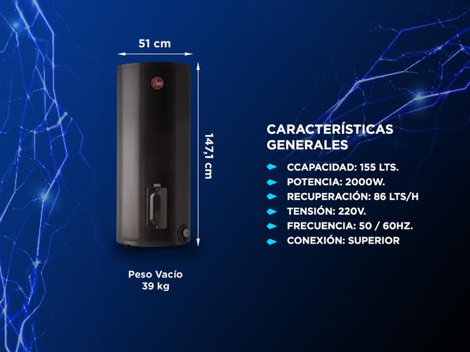 Termotanque Eléctrico Rheem TEP155RH 155Lt Conexión Superior de Pie Clase A - 3