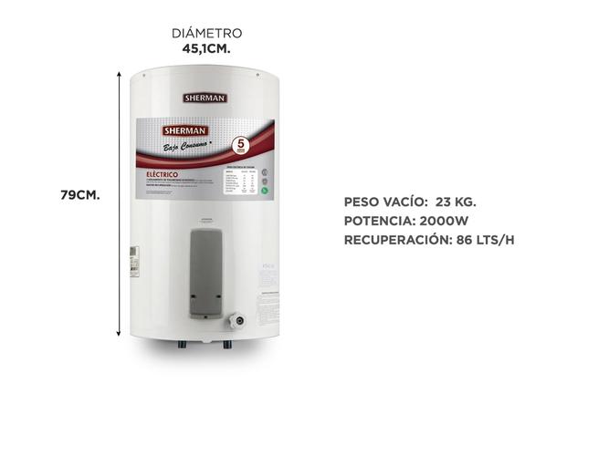 Termotanque Eléctrico Sherman TECC085 85 Litros de Colgar Conexión Inferior - 3