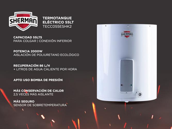 Termotanque Eléctrico Sherman TECC055ESHK2 55 Litros De Colgar Conexión Inferior - 1