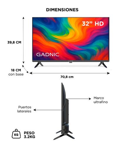 Smart TV Gadnic 32” HD Panel IPS Android TV Pulgadas Bluetooth WiFi Triple HDMI Doble USB Sonido Estéreo 20W  - 5