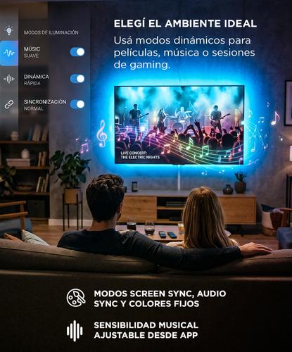 Tira Led RGB Gadnic Ambilight Inteligente HDMI Con Tira LED TV Hasta 75” Retroiluminación Bluetooth  - 3