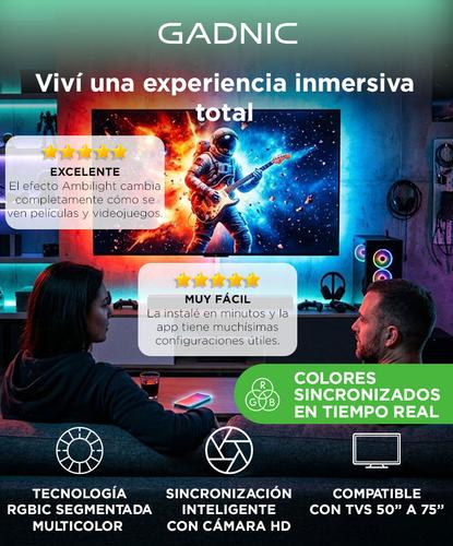 Tira Led Luz Led Gadnic Inteligente Ambilight Para TV de 50” a 75” 5 Mts - 1