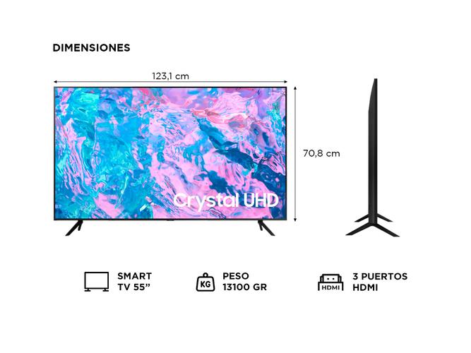 Smart TV Samsung 55&quotCrystal UHD 4K HDR CU7000 - 4