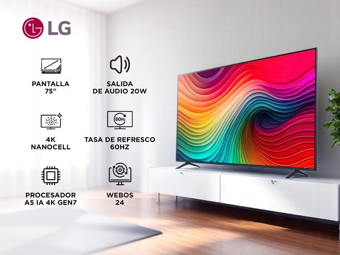 SMART TV LG 75 Pulgadas 75NANO80TSA NanoCell 4K Ultra delgada Con Control Remoto  - 1