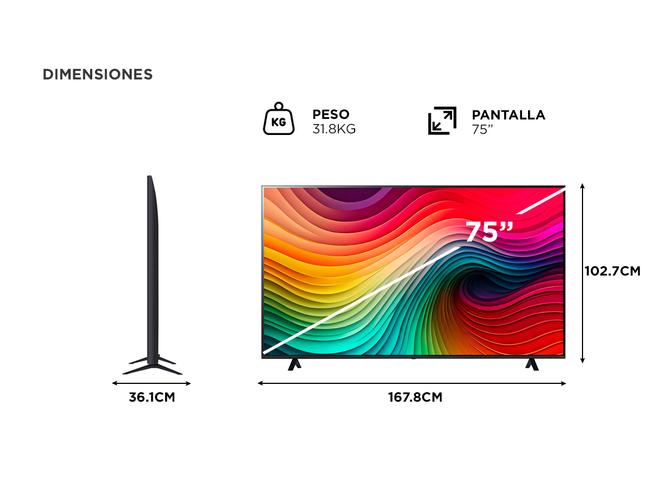 SMART TV LG 75 Pulgadas 75NANO80TSA NanoCell 4K Ultra delgada Con Control Remoto  - 5