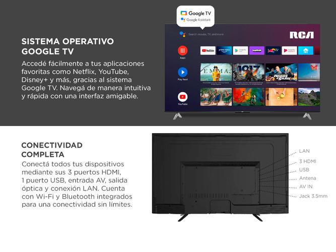 Smart TV RCA AND50P6UHD 50 Google Assistance 4K - 4
