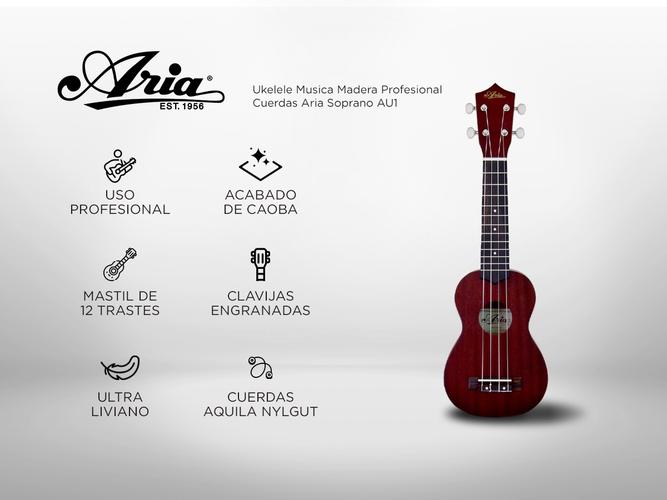 Ukelele Profesional Aria Soprano AU1  - 1