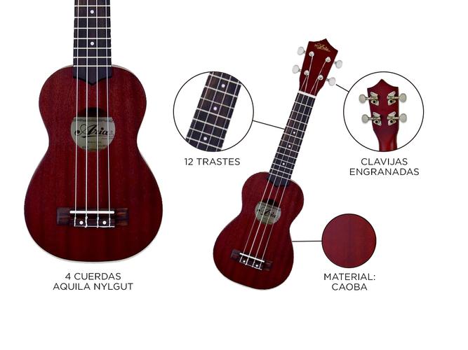 Ukelele Profesional Aria Soprano AU1  - 4