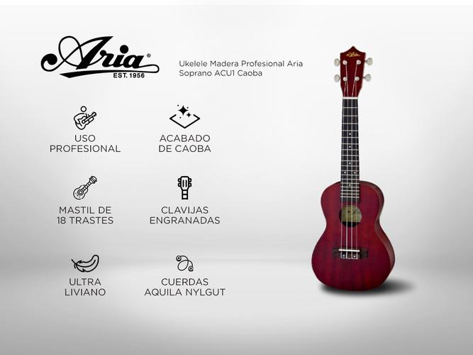 Ukelele Profesional Aria Soprano ACU1 Caoba - 1