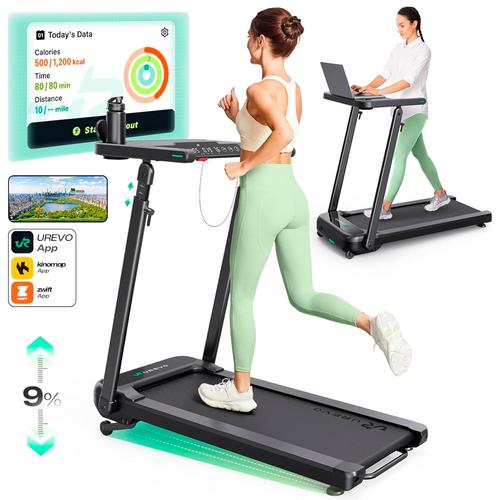 Cinta Para Correr Inteligente UREVO Foldi 3S Con Escritorio Ajustable Inclinación 9% App - 0