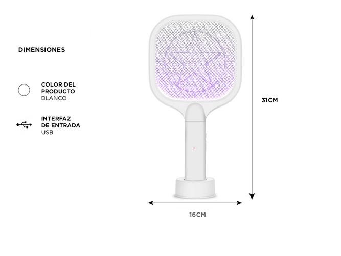 Raqueta Paleta Gadnic Mata Mosquitos Moscas Recargable Usb - 4