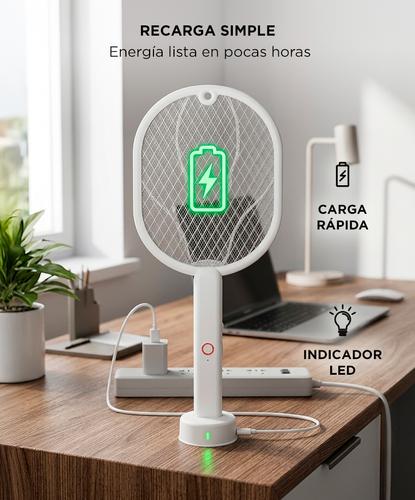 Raqueta Paleta Mata Moscas Mosquitos Recargable Usb dual Trampa insectos - 4