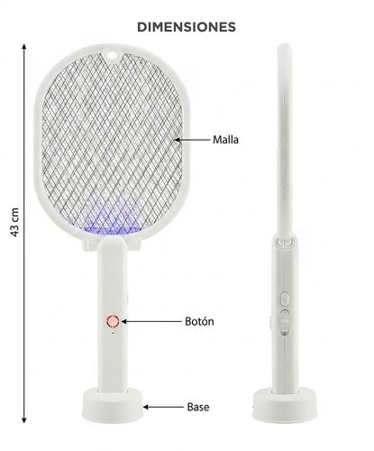 Raqueta Paleta Mata Moscas Mosquitos Recargable Usb dual Trampa insectos - 5