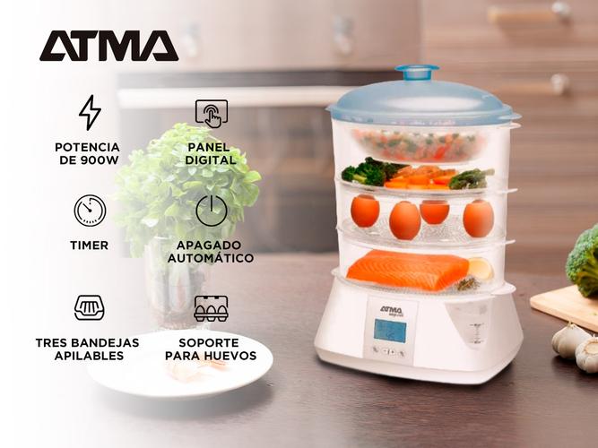 Vaporiera Digital ATMA 94VA8121P Con Tres Bandejas Y Panel   - 1