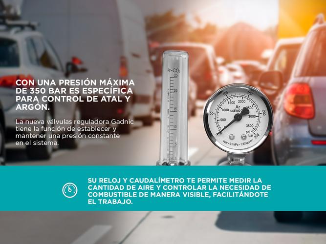 Válvula de Control con Caudalímetro Gadnic Reguladora Para Atal y Argón - 2