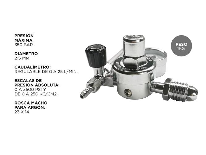 Válvula de Control con Caudalímetro Gadnic Reguladora Para Atal y Argón - 3
