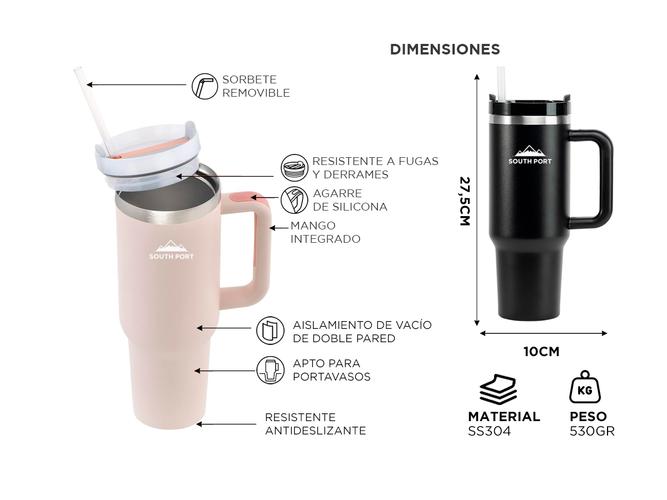 Vaso Termico 1200Ml SouthPort con Manija y Sorbete - 4