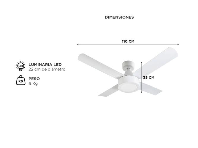 Ventilador de Techo Codini V5RB Blanco 4 Aspas - 4