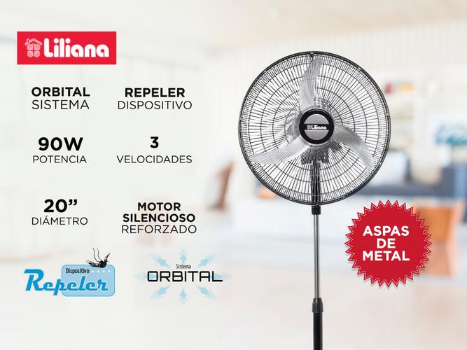 Ventilador de Pie Liliana VPM2016 Orbital con Repeler Aspas Metal 90w 20