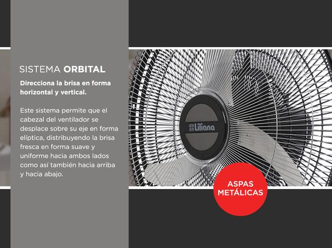 Ventilador de Pie Liliana VPM2016 Orbital con Repeler Aspas Metal 90w 20