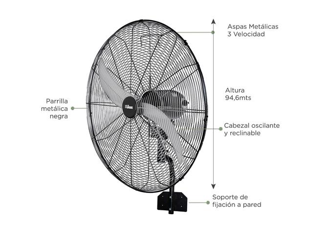 Ventilador de Pared Industrial Liliana VWI32 280w 32 Aspas Metálicas - 3