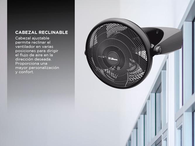 Ventilador Turbo Reclinable 18 Liliana VTF18P 5 Aspas Negras Base antideslizante Parrilla Plástica espiralada 3 velocidades - 2