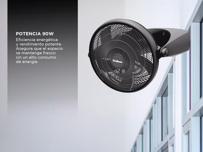 Ventilador Turbo Reclinable 20 Liliana VTF20P 5 Aspas Negras Base antideslizante Parrilla plástica Espiralada 3 velocidades - 2