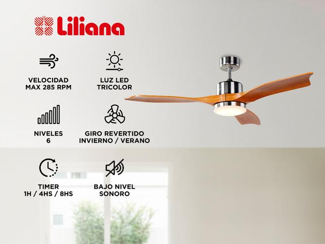 Ventilador de Techo Liliana VTHM601 Control Remoto y Luz LED - 1