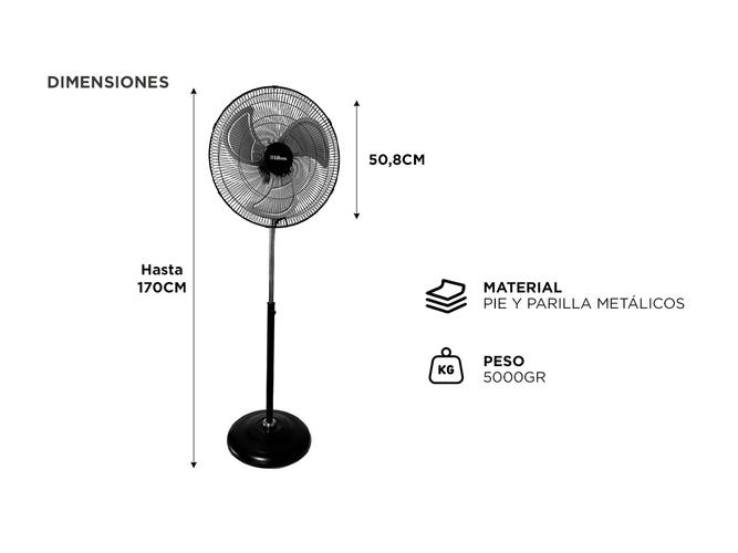 Ventilador De Pie 20 Liliana VP20POW Parrilla metálica 3 Velocidades - 4