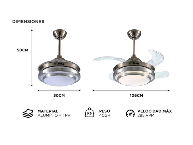 Ventilador de Techo Liliana Con Aspas Retractiles  - 5