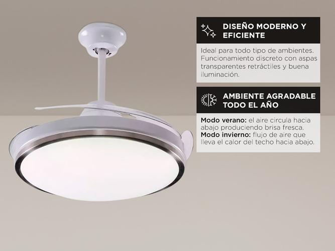 Ventilador de Techo ClimaLed Gadnic 3 Aspas Retractiles  - 2