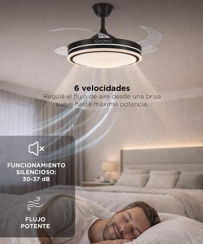 Ventilador De Techo GADNIC Retráctil Luz LED Control Remoto Negro - 4