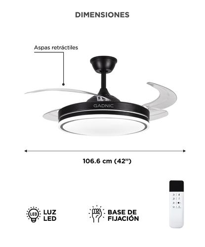 Ventilador De Techo GADNIC Retráctil Luz LED Control Remoto Negro - 6