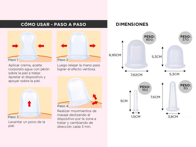 Set X4 Copas Ventosas de Vacío Gadnic PLQ13 De Silicona Para Rostro Y Cuerpo - 3