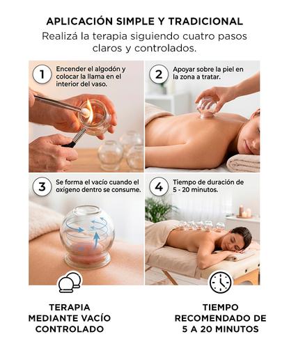 12 Ventosas De Vidrio Gadnic Alivio Y Relajación Muscular  - 4