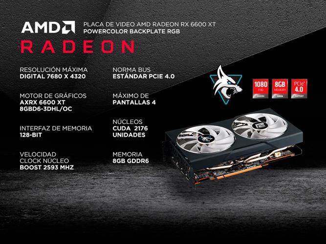 Placa de  Video AMD Radeon RX 6600 XT Powercolor Backplate RGB - 1