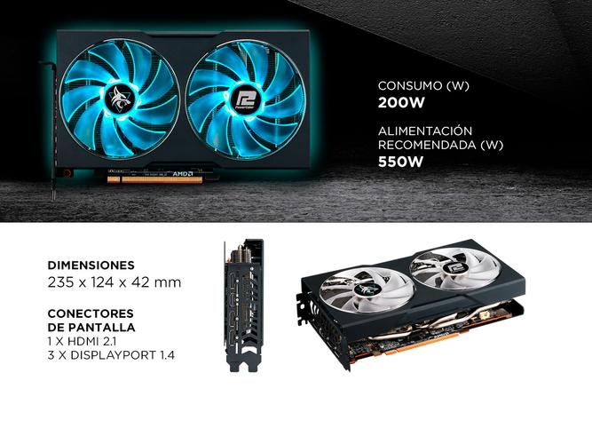 Placa de  Video AMD Radeon RX 6600 XT Powercolor Backplate RGB - 5