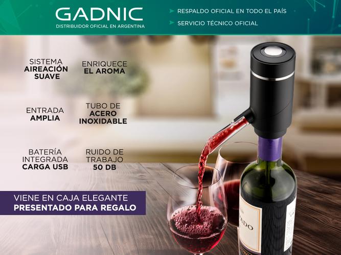 Aireador Oxigenador De Vino Gadnic Descanter Electrico  - 1