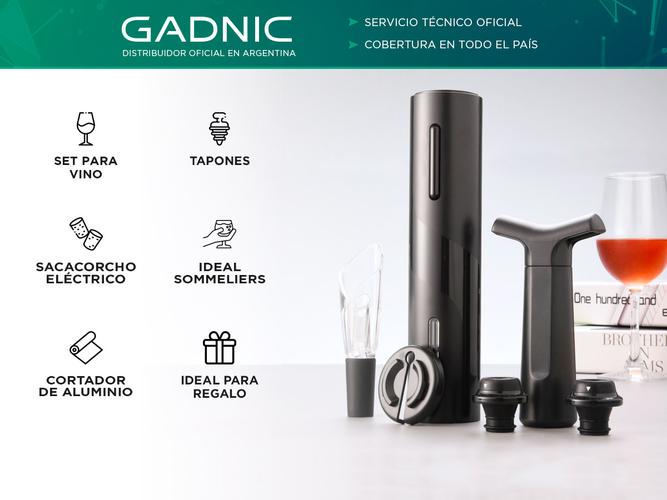 Kit de Vino Gadnic Sacacorchos Eléctrico Decantador Bomba de Vacío - 1