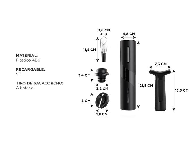 Kit de Vino Gadnic Sacacorchos Eléctrico Decantador Bomba de Vacío - 5