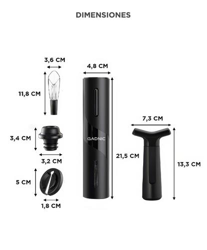 Kit de Vino Gadnic Sacacorchos Eléctrico Decantador Bomba de Vacío - 5