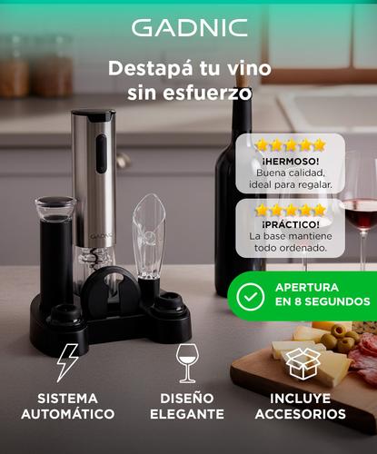 Set Para Vino Profesional Gadnic V8093 Abridor Vertedor Conservador - 1