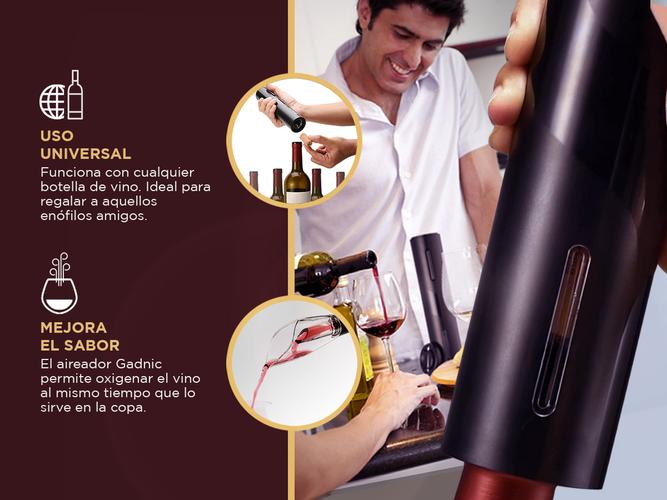 Set para Vino Gadnic V8094 Sacacorchos Automático Vertedor Cortador - 2