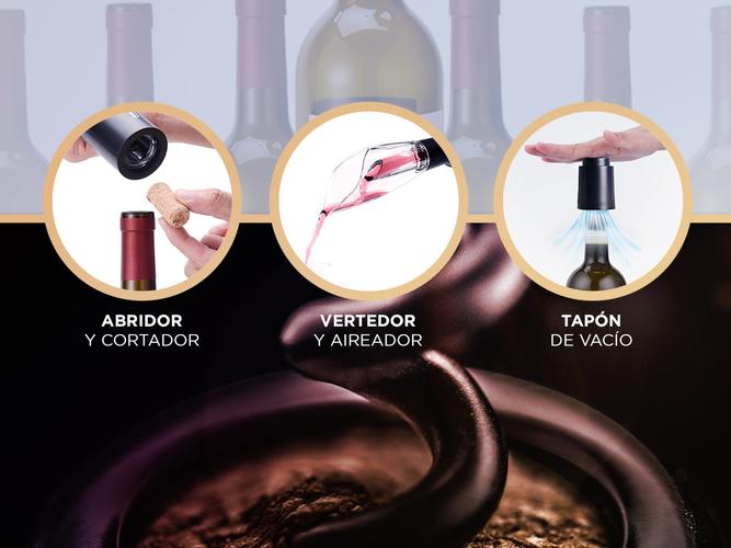 Set para Vino Gadnic V8094 Sacacorchos Automático Vertedor Cortador - 3