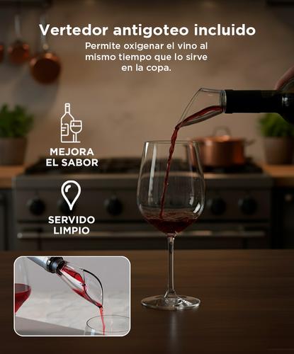 Set para Vino Gadnic V8094 Sacacorchos Automático Vertedor Cortador - 4